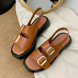 Chicdear-Voguable  INS New Women Real Leather Sandals Woman Buckle Shoes Fashion Party Daily Female Footwear Size 34-40