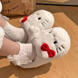 Chicader - Funny Kitty Shoes for Women 2023 Ins Cartoon Animated Feature Cotton Shoes Indoor Furry Warm Winter Slippers Girls Gift Shoes