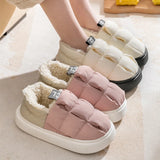 Chicader - Fashion Plush Slippers For Women Men Winter Thick Bottom Fur Bread Shoes Home Cloud Slippers Cozy Warm Non-slip Slippers