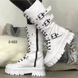 Chicdear - Luxury Brand Woman Boots 2023 Winter New Pu Leather Platform Fashion Lace Up Punk Gothic Booties Casual Work Shoes botines mujer