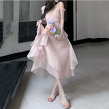 Chicdear Korean Style Elegant Hot Girl Fashion Dress Tighten The Waist 2024 Spring Summer New Fashion Dress Sweet Lovely Princess Dress