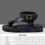 Chicdear-Voguable  Sandals Women Genuine Leather  Summer New Clip Toe Sandals Ladies Roman Women Shoes Muffin Sandals