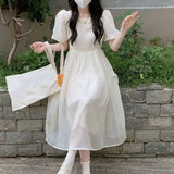 Chicdear Women Sweet Lovely Fashion French Style Dress Fashion Tighten The Waist 2024 Spring Summer New Dress Fashion Princess Dress