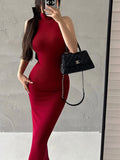 Chicdear Summer Black Skinny Dress Women 2023 Sexy Party Bodycon Long Dress Turtleneck Tight Midi Dresses Sleeveless