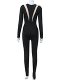 Chicdear Mesh Stitching Jumpsuit Women Long Sleeve Bodycon One Piece See Through Monos Mujer Elegante Club Sexy Women’s Playsuit