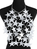 Chicdear Metal Stars Sequins Bikini Tank Top Women See Through Fashion Solid Crop Tops Woman Holiday Beach Sexy Hot Girls Cover Up