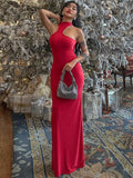 Chicdear Red Elegant Luxury Evening Dress Women Sexy Off Shoulder High Waist Slim Long Dresses Femme Party Bodycon Dress Woman New