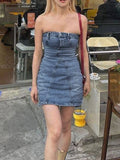 Chicdear Slim Denim Mini Dress For Women Bodycon Sleeveless Sexy Dresses Femme 2023 Summer Casual Street Backless Dress Woman