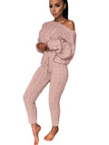 Chicdear Knitted Sweater Outfits Women Autumn Long Sleeve Tops And High Waist Long Pants High Street Casual Two Piece Pants Sets