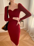 Chicdear Vintage Harajuku Slim Sweater Dress Women Autumn Winter Long Sleeve Bodycon Knitted Midi Dresses Party Evening Club Female