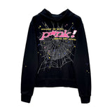 Chicdear Black Street Print Letter Hooded Collar Tops