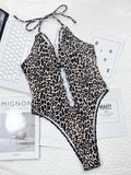 Chicdear-Black Friday Christmas Thanksgiving Leopard Hollow One-Piece Swimsuit