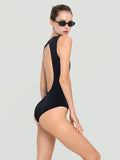 Chicdear-Black Friday Christmas Thanksgiving Backless Plain One Piece Swimsuit