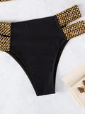 Chicdear-Black Friday Christmas Thanksgiving Bandeau Ring Color-Block Sequined Hollow Bikini Swimsuit