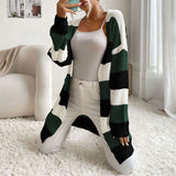 Chicdear-Winter outfits ideas Women's Fashion New Arrival Long Buttonless Colorblock Sweater Jacket