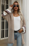 Chicdear-Winter outfits ideas Ladies Colorblock Loose Cutout Sweater Jacket