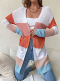 Chicdear-Winter outfits ideas European and American long-sleeved color-blocking sweater jacket