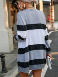 Chicdear-Winter outfits ideas Women's long-sleeved striped sweater cardigan jacket