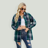 Chicdear-Winter outfits ideas Long-sleeve lapel plaid shirt jacket