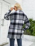 Chicdear-Winter outfits ideas Long-sleeve lapel plaid shirt jacket