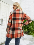 Chicdear-Winter outfits ideas Long-sleeve lapel plaid shirt jacket