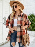 Chicdear-Winter outfits ideas Long-sleeve lapel plaid shirt jacket