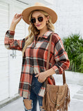 Chicdear-Winter outfits ideas Long-sleeve lapel plaid shirt jacket