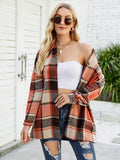 Chicdear-Winter outfits ideas Long-sleeve lapel plaid shirt jacket