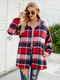 Chicdear-Winter outfits ideas Long-sleeve lapel plaid shirt jacket