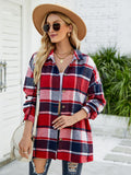 Chicdear-Winter outfits ideas Long-sleeve lapel plaid shirt jacket