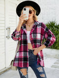 Chicdear-Winter outfits ideas Long-sleeve lapel plaid shirt jacket