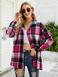 Chicdear-Winter outfits ideas Long-sleeve lapel plaid shirt jacket