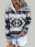 Chicdear-Winter outfits ideas New ethnic tribal print hooded sweater jacket top