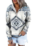 Chicdear-Winter outfits ideas New ethnic tribal print hooded sweater jacket top