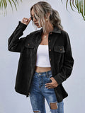 Chicdear-Winter outfits ideas Corduroy Shirt Lapel Long Sleeve Loose Casual Jacket