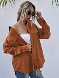 Chicdear-Winter outfits ideas Corduroy Shirt Lapel Long Sleeve Loose Casual Jacket