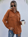 Chicdear-Winter outfits ideas Corduroy Shirt Lapel Long Sleeve Loose Casual Jacket