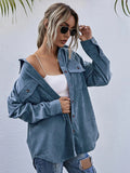 Chicdear-Winter outfits ideas Corduroy Shirt Lapel Long Sleeve Loose Casual Jacket