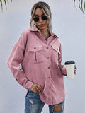 Chicdear-Winter outfits ideas Corduroy Shirt Lapel Long Sleeve Loose Casual Jacket