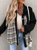 Chicdear-Winter outfits ideas Denim Jacket Long Sleeve Check Button Down Shirt Jacket Top