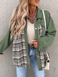 Chicdear-Winter outfits ideas Denim Jacket Long Sleeve Check Button Down Shirt Jacket Top