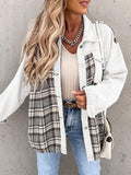 Chicdear-Winter outfits ideas Denim Jacket Long Sleeve Check Button Down Shirt Jacket Top