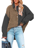 Chicdear-Winter outfits ideas Color matching corduroy foreign trade cross-border loose shirt jacket women