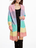 Chicdear-Winter outfits ideas New Rainbow Color Loose Long Knit Cardigan Ladies Sweater Jacket