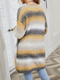 Chicdear-Winter outfits ideas Sweater Rainbow Tie-Dye Mid-Length Oversized Cardigan Pocket Knit Jacket