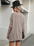 Chicdear-Winter outfits ideas Ladies Twist Long Sleeve Solid Color Sweater Cardigan Jacket