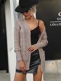 Chicdear-Winter outfits ideas Ladies Twist Long Sleeve Solid Color Sweater Cardigan Jacket