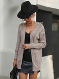 Chicdear-Winter outfits ideas Ladies Twist Long Sleeve Solid Color Sweater Cardigan Jacket