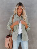 Chicdear-Winter outfits ideas Coat mid-length new style ripped loose denim shirt jacket