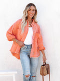 Chicdear-Winter outfits ideas Coat mid-length new style ripped loose denim shirt jacket